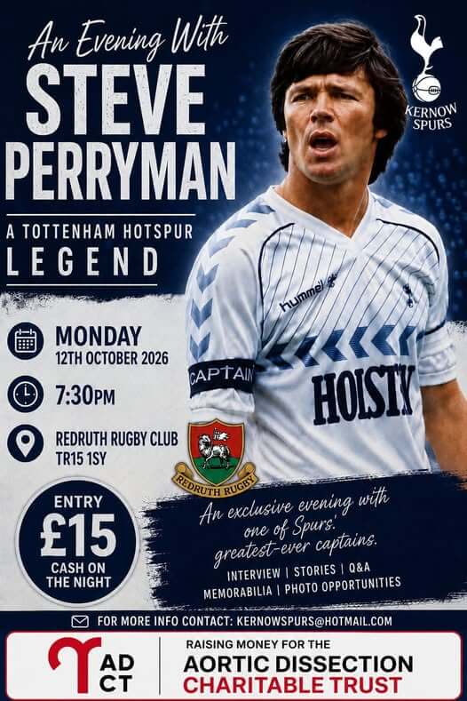 An Evening with Steve Perryman at Kernow Spurs Poster